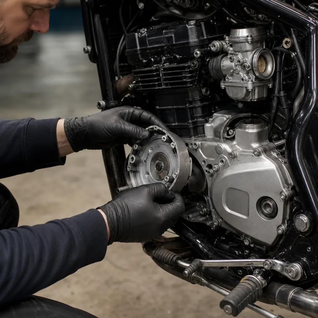Mekanikerhand granskar motor och växellåda
